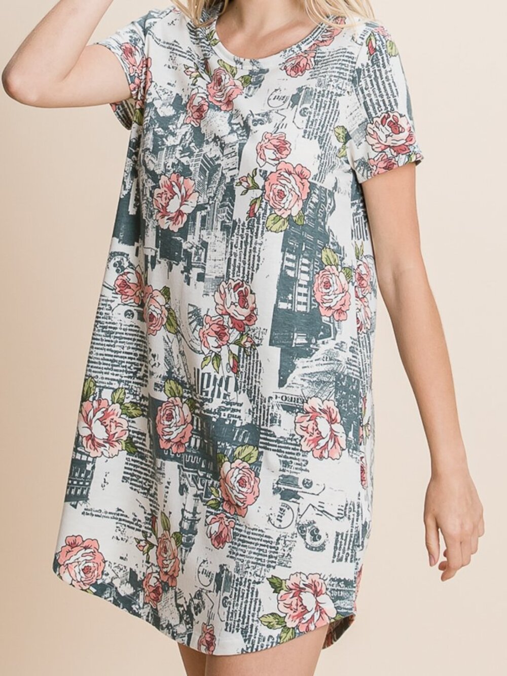 Ivory Newspaper Dress
